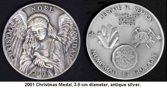 Jerry Remick's 2001 Christmas Medal in antique silver