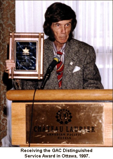 Jerry Remick receiving the GAC Distinguished Service Award in Ottawa, 1997